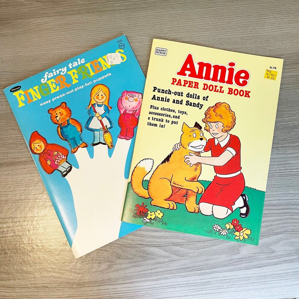 Vintage Annie Paper Doll Book & Finger Friends Fairy Tale Punch-Out Activity Lot